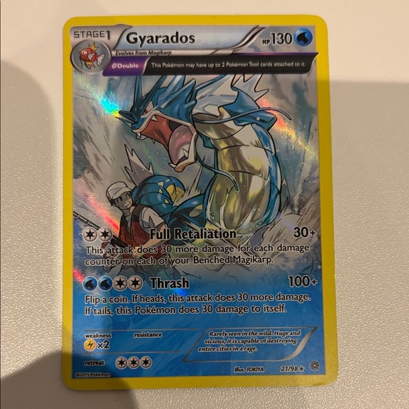 Pokemon Other - Pokemon Gyarados Holographic Blue Yellow Card